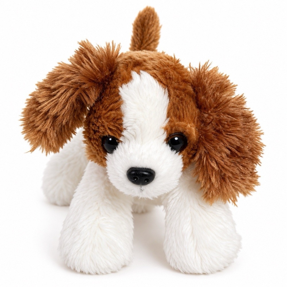 Aurora Cavalier King Charles Spaniel Dog Plush 8" Brown White Stuffed Animal Toy